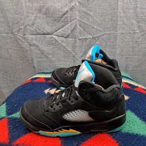 Nike Air Jordan 5 Retro Aqua GS 440888-047 Size 6.5Y Shoes Black Blue Yellow